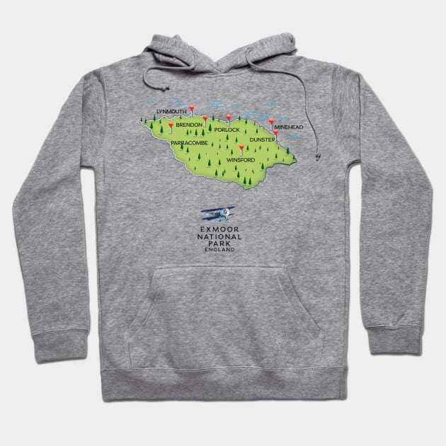 Exmoor National Park map Hoodie by nickemporium1